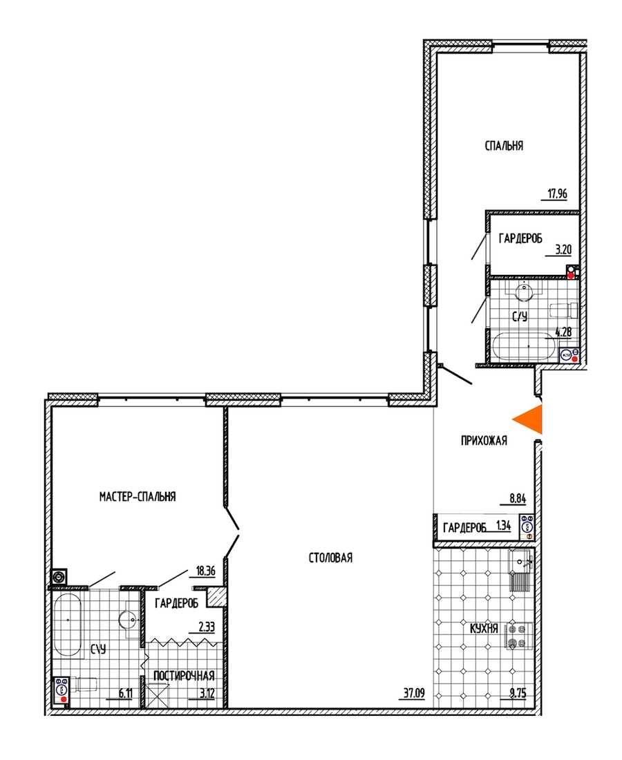 Двухкомнатная квартира в : площадь 112.38 м2 , этаж: 5 – купить в Санкт-Петербурге